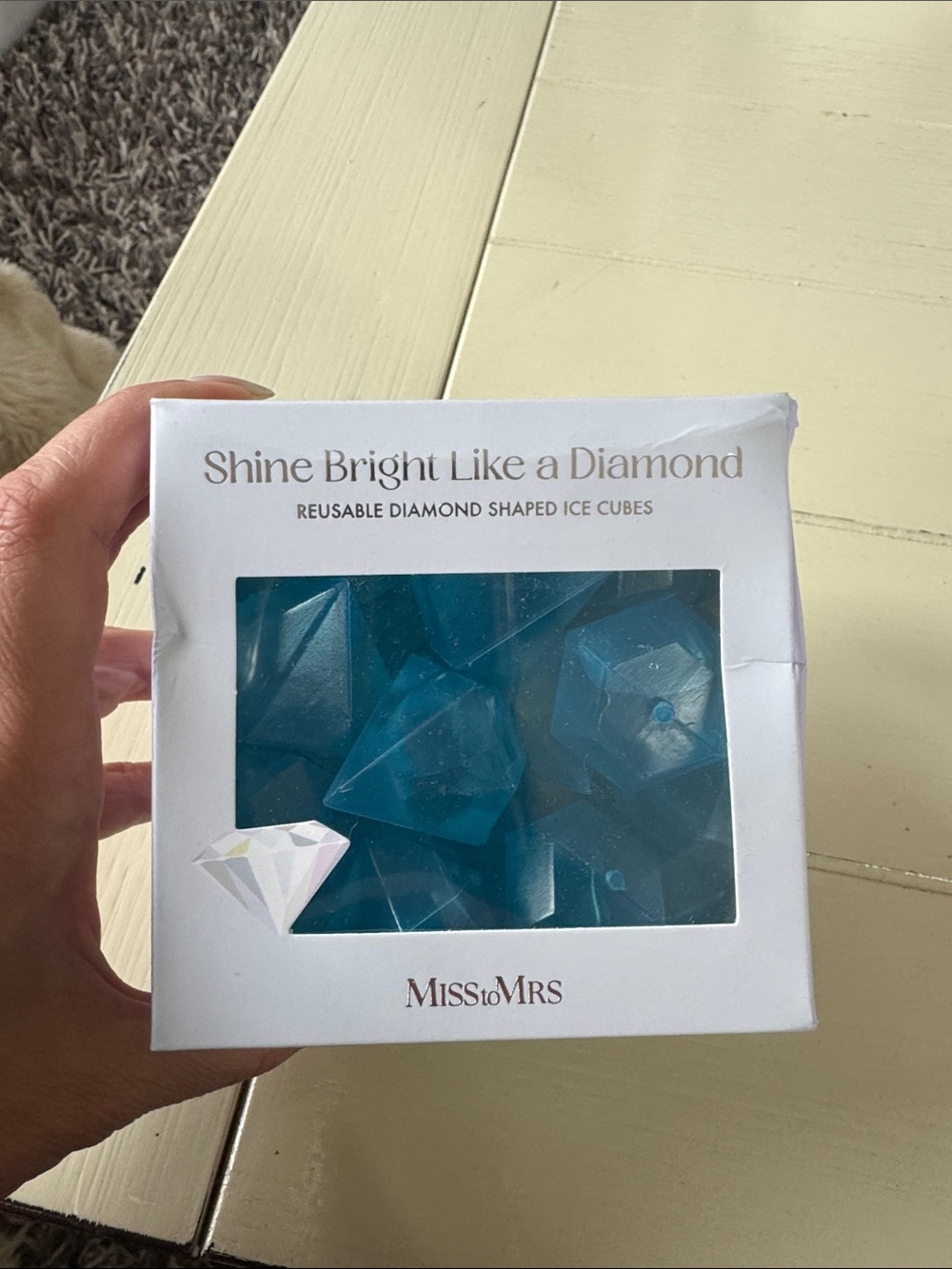Miss to Mrs Blue Diamond-Shaped Reusable Ice Cubes